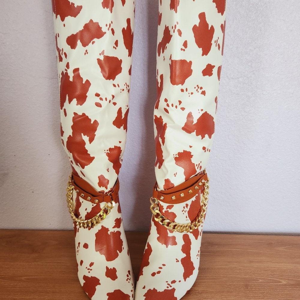 Cow Lot Knee High Boots